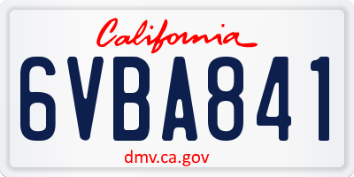 CA license plate 6VBA841