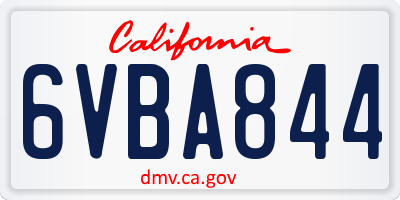 CA license plate 6VBA844