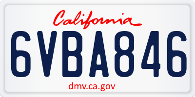 CA license plate 6VBA846