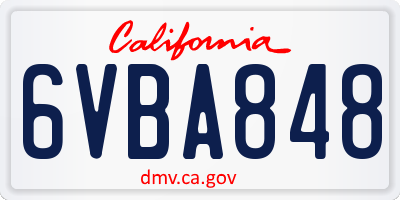 CA license plate 6VBA848