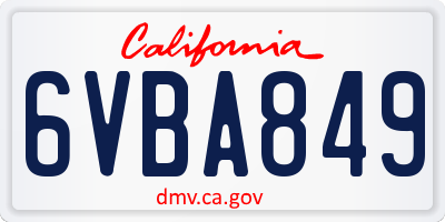 CA license plate 6VBA849
