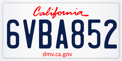 CA license plate 6VBA852