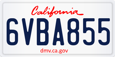 CA license plate 6VBA855