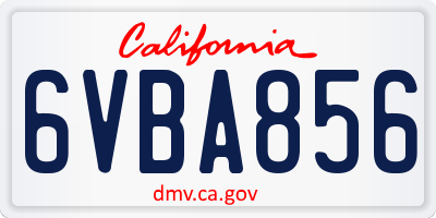 CA license plate 6VBA856