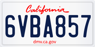 CA license plate 6VBA857
