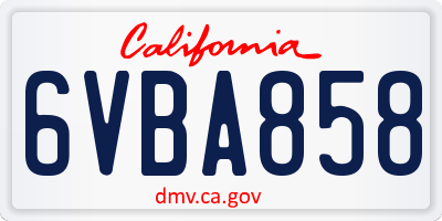 CA license plate 6VBA858