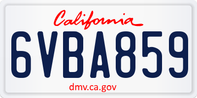 CA license plate 6VBA859
