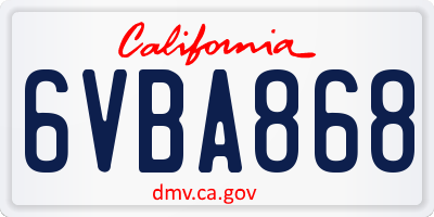 CA license plate 6VBA868