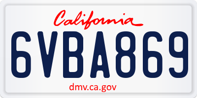 CA license plate 6VBA869