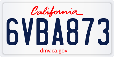 CA license plate 6VBA873