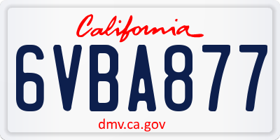 CA license plate 6VBA877