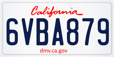 CA license plate 6VBA879