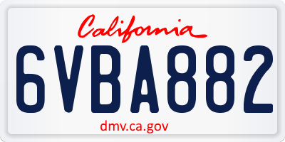 CA license plate 6VBA882