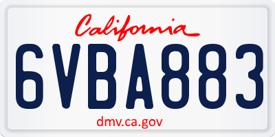 CA license plate 6VBA883