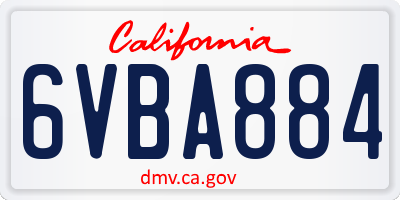 CA license plate 6VBA884