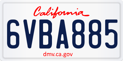 CA license plate 6VBA885
