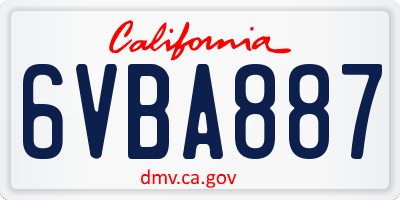 CA license plate 6VBA887