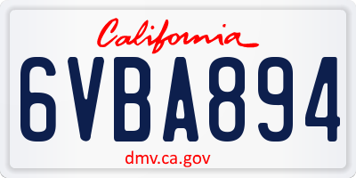 CA license plate 6VBA894