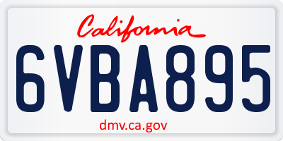 CA license plate 6VBA895