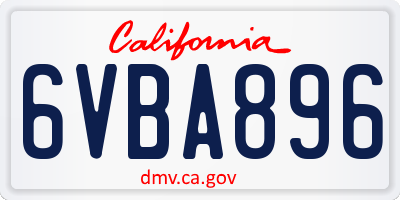 CA license plate 6VBA896