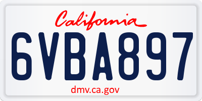 CA license plate 6VBA897
