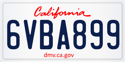 CA license plate 6VBA899