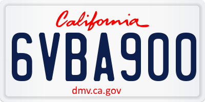 CA license plate 6VBA900