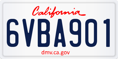 CA license plate 6VBA901