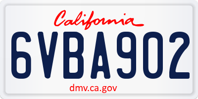 CA license plate 6VBA902
