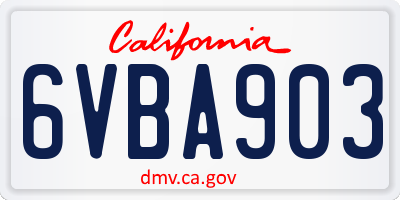 CA license plate 6VBA903