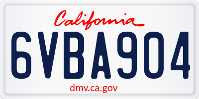 CA license plate 6VBA904