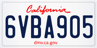 CA license plate 6VBA905