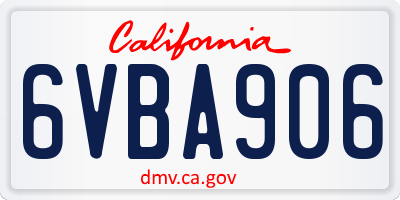 CA license plate 6VBA906