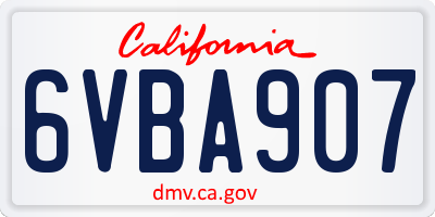 CA license plate 6VBA907