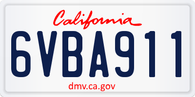 CA license plate 6VBA911
