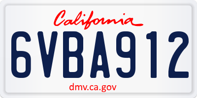 CA license plate 6VBA912