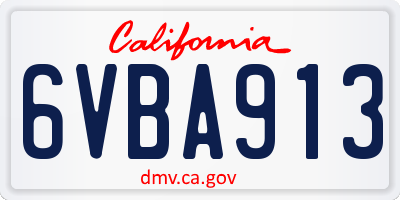 CA license plate 6VBA913