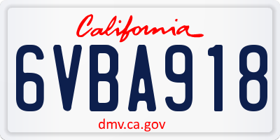 CA license plate 6VBA918