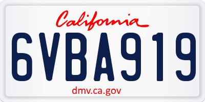 CA license plate 6VBA919