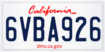 CA license plate 6VBA926