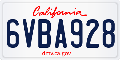 CA license plate 6VBA928