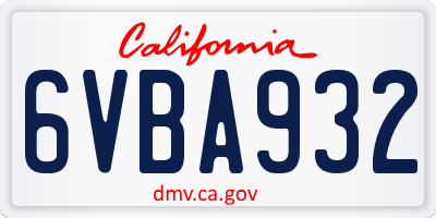 CA license plate 6VBA932
