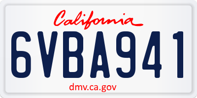 CA license plate 6VBA941