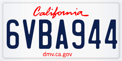 CA license plate 6VBA944