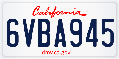 CA license plate 6VBA945