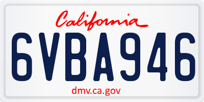 CA license plate 6VBA946