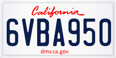 CA license plate 6VBA950
