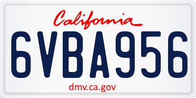 CA license plate 6VBA956