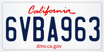 CA license plate 6VBA963