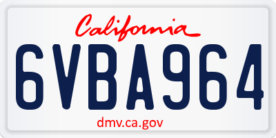 CA license plate 6VBA964